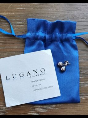 Black Pearl Stud Earrings from Lugano Diamonds Newport Beach, NWOT